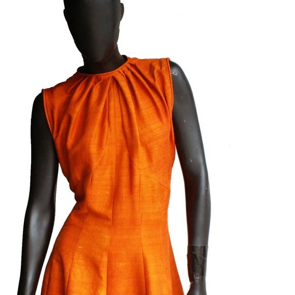 Burnt Orange  Two-piece Dress & Capelet Brandon Maxwell -inspired combo. Size M - Picture 6 of 10